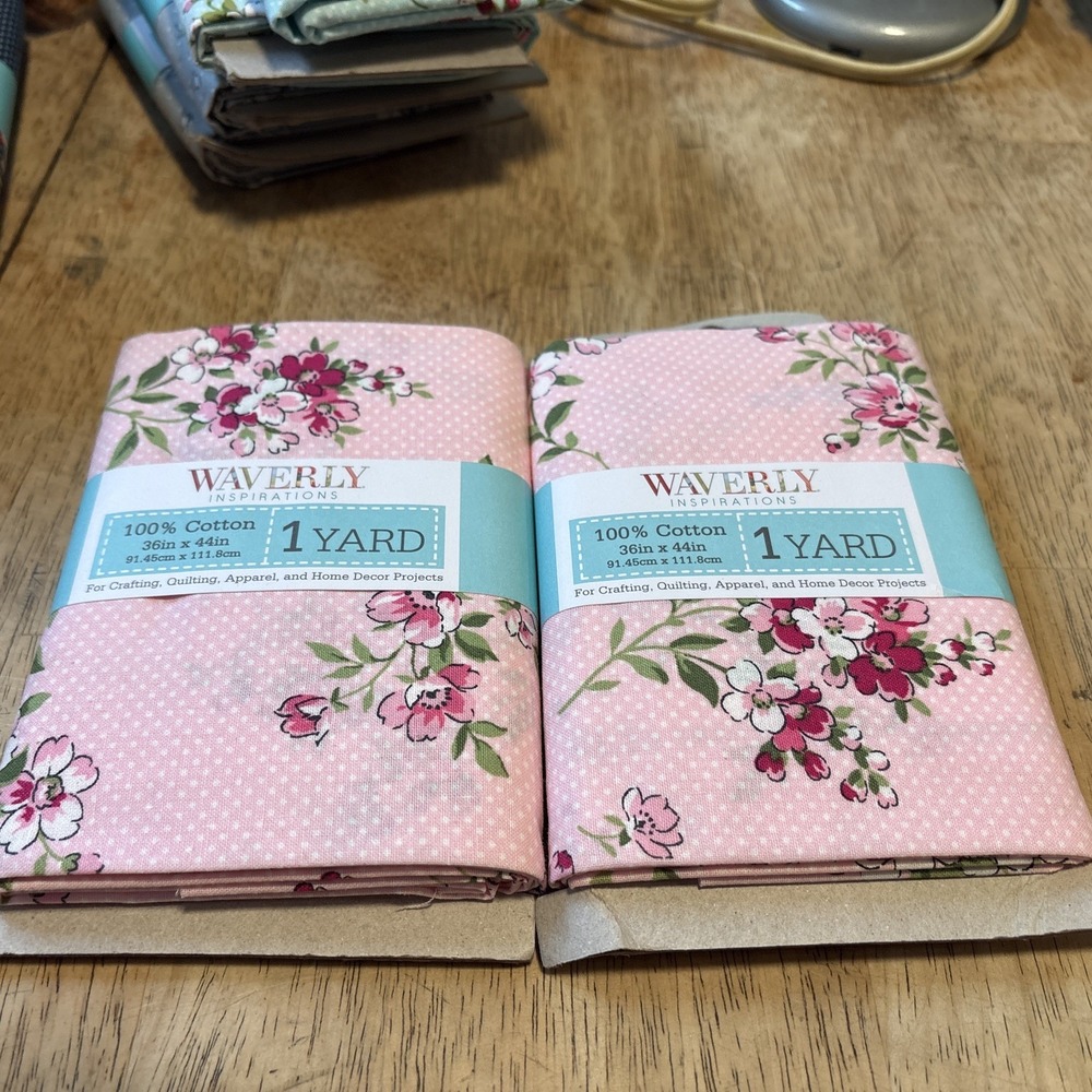 2 Waverly Inspirations Pink Floral Paisley 1 Yard PreCut Cotton Fabric 36x44in
